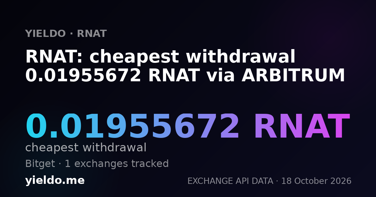 RNAT: cheapest withdrawal 0.01955672 RNAT via ARBITRUM