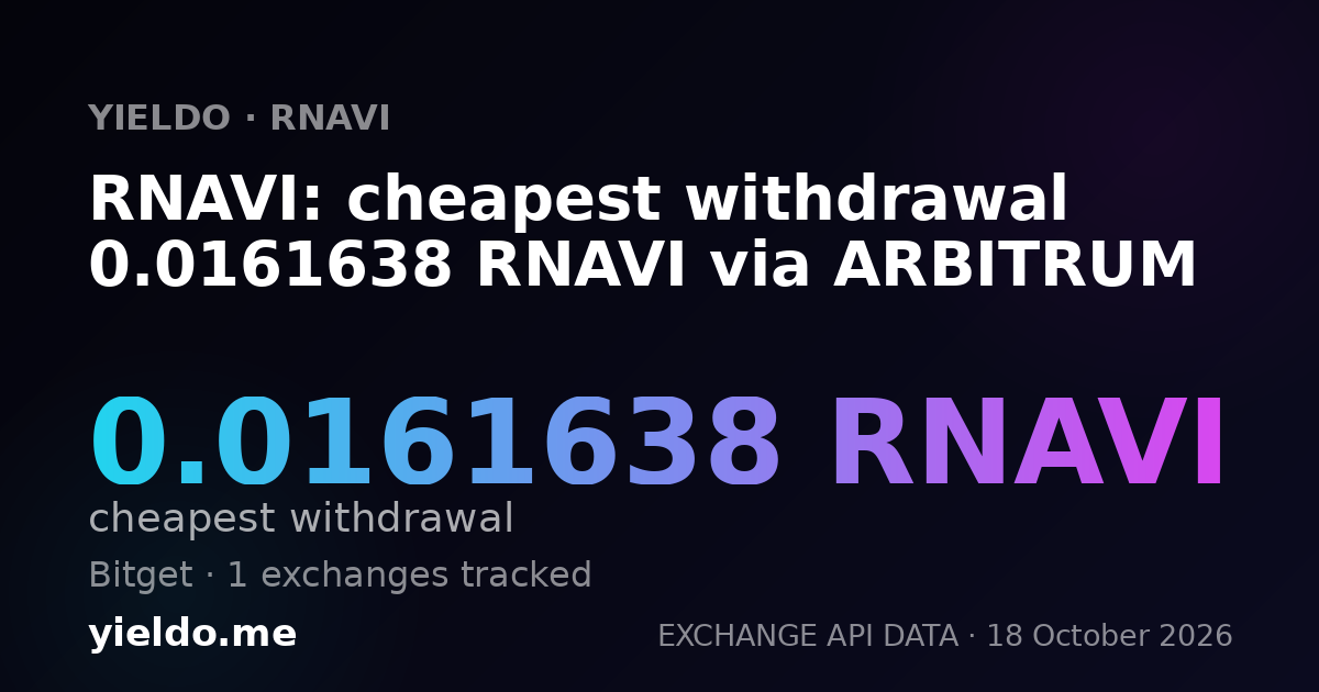 RNAVI: cheapest withdrawal 0.0161638 RNAVI via ARBITRUM