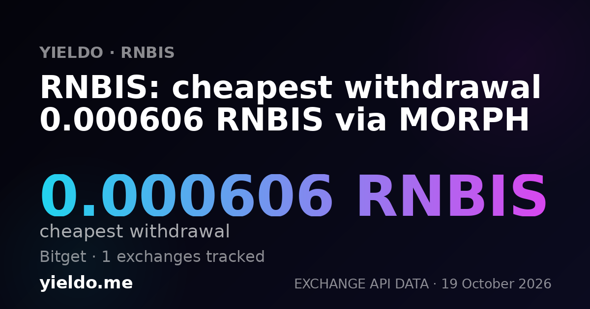 RNBIS: cheapest withdrawal 0.000606 RNBIS via MORPH