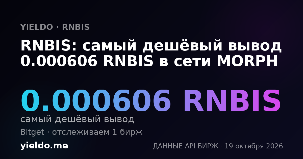 RNBIS: самый дешёвый вывод 0.000606 RNBIS в сети MORPH
