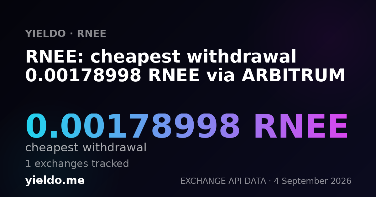 RNEE: cheapest withdrawal 0.00178998 RNEE via ARBITRUM