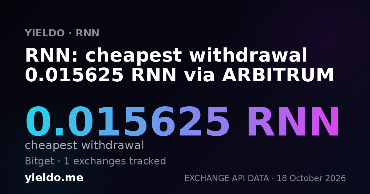 RNN: cheapest withdrawal 0.015625 RNN via ARBITRUM