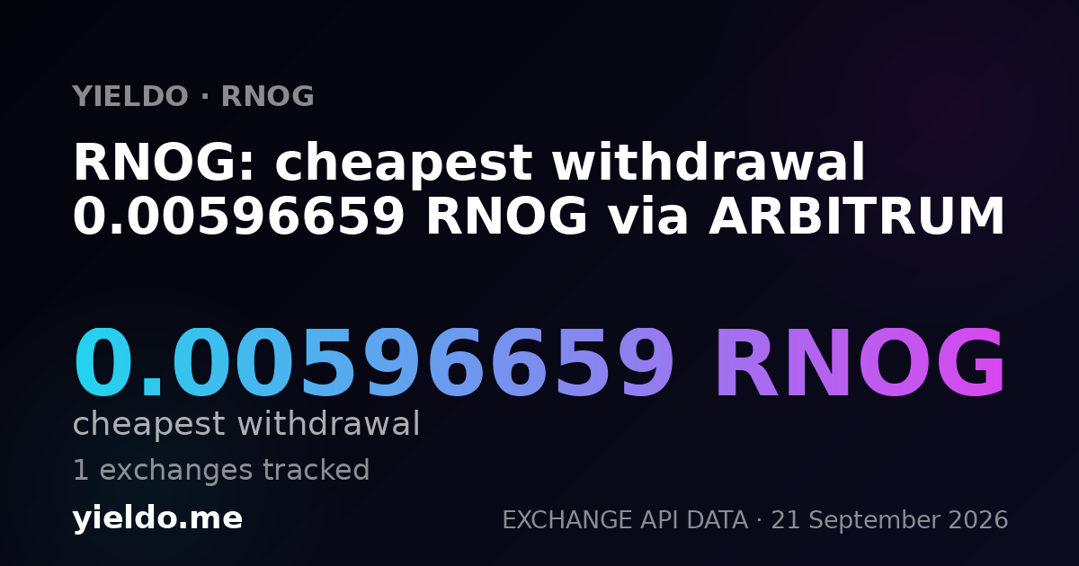 RNOG: cheapest withdrawal 0.00596659 RNOG via ARBITRUM