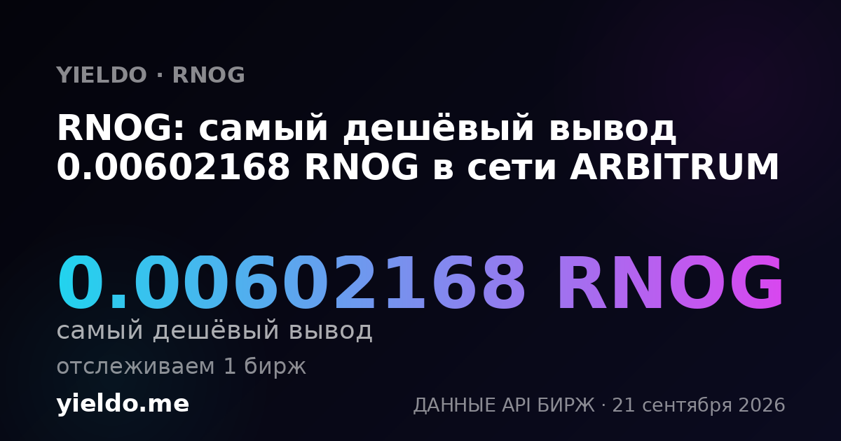 RNOG: самый дешёвый вывод 0.00596659 RNOG в сети ARBITRUM