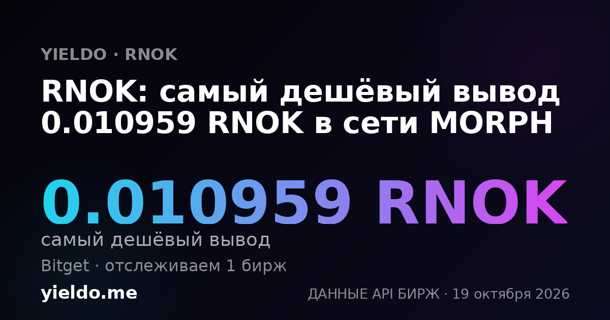 RNOK: самый дешёвый вывод 0.010959 RNOK в сети MORPH