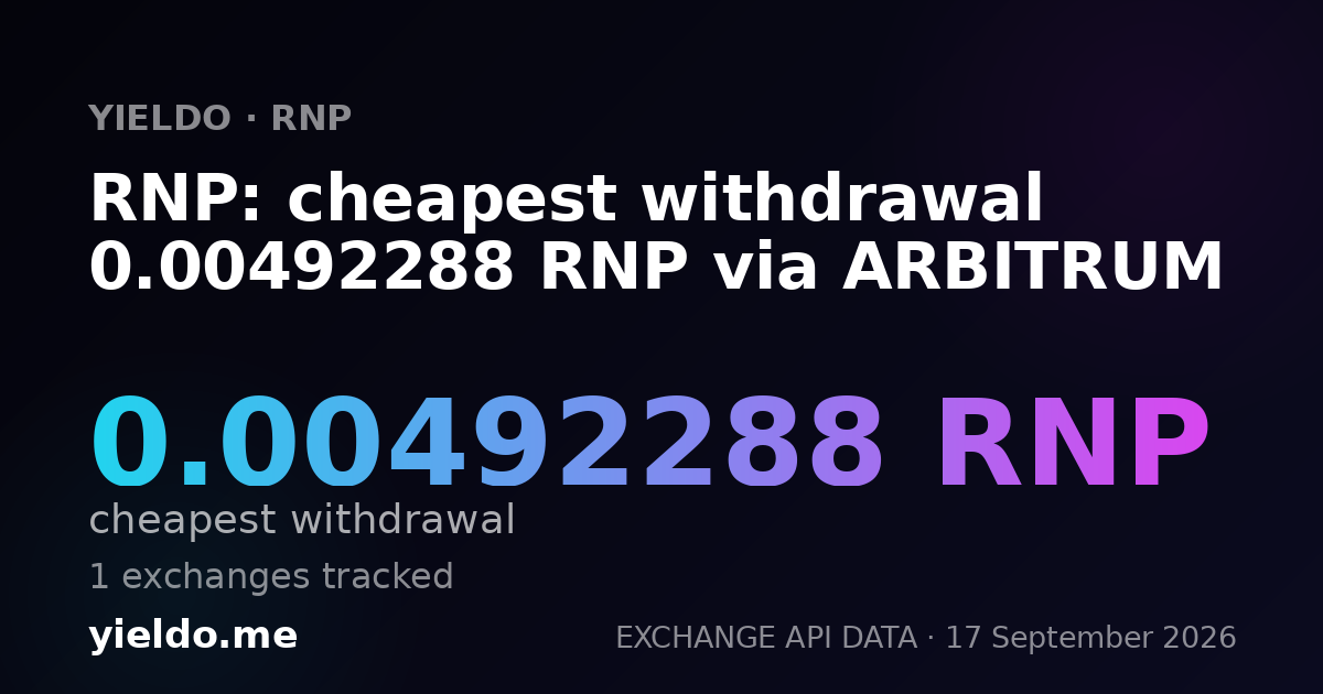RNP: cheapest withdrawal 0.0048733 RNP via ARBITRUM