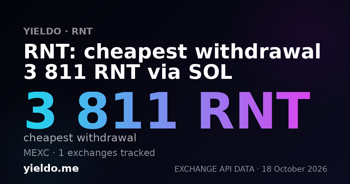 RNT: cheapest withdrawal 3 811 RNT via SOL