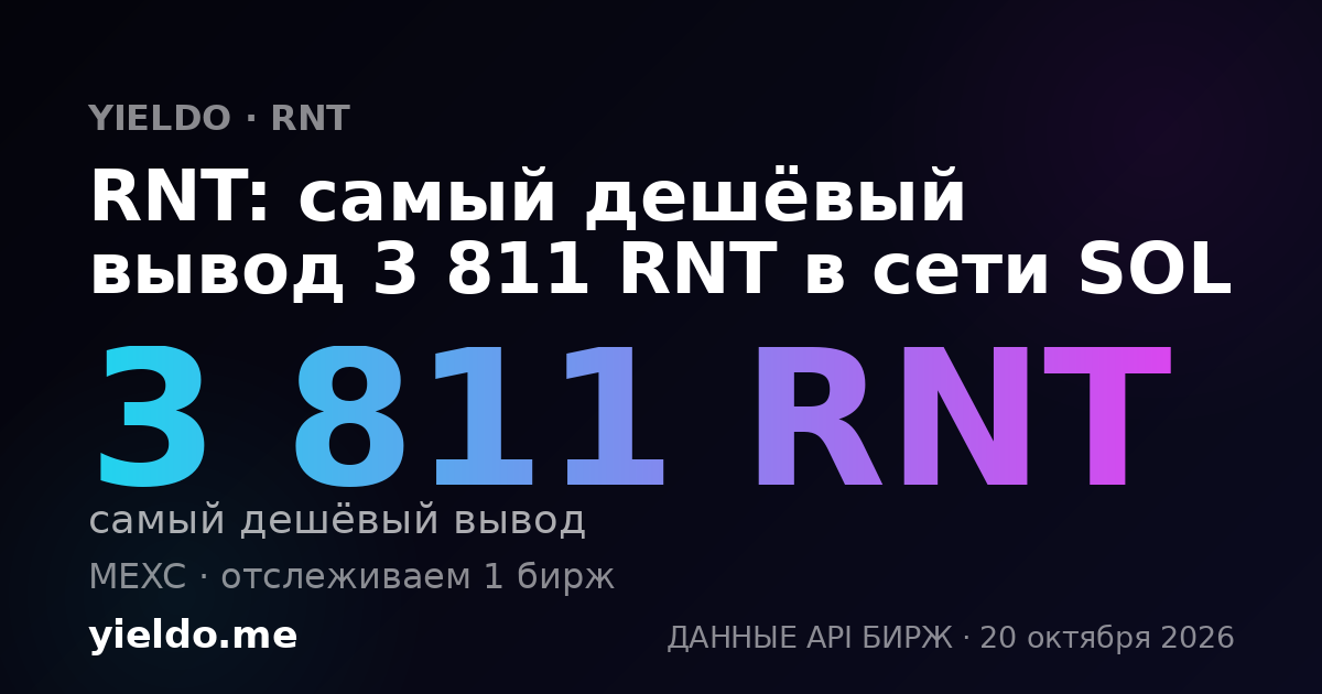 RNT: самый дешёвый вывод 3 811 RNT в сети SOL