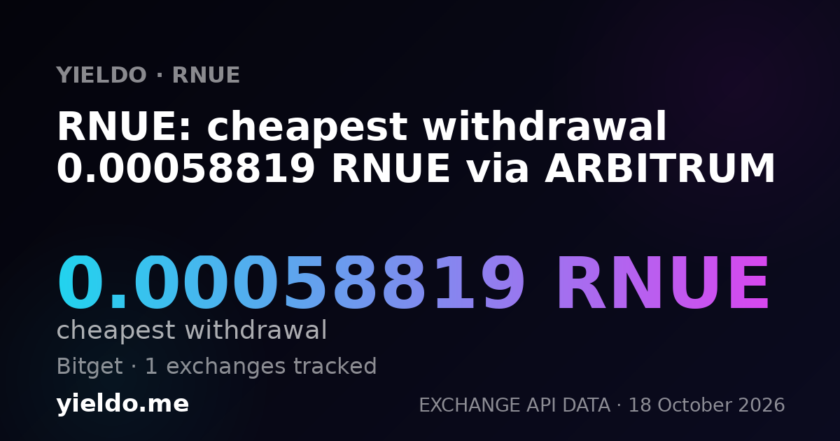 RNUE: cheapest withdrawal 0.00058819 RNUE via ARBITRUM