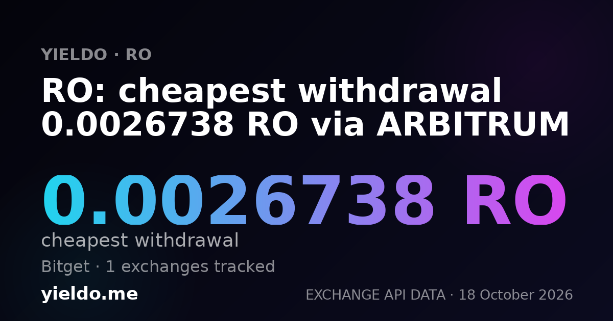 RO: cheapest withdrawal 0.0026738 RO via ARBITRUM