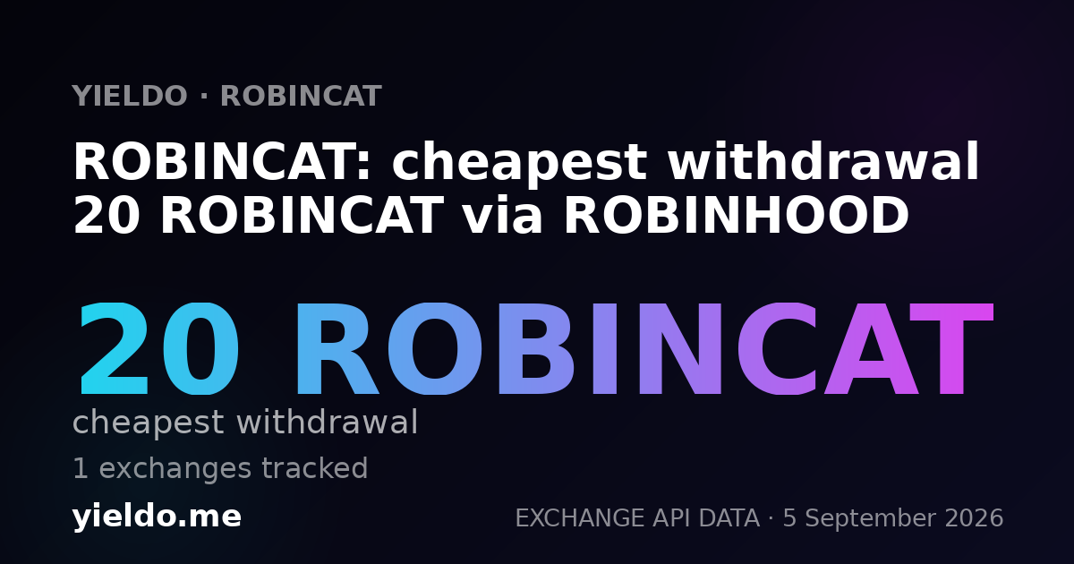 ROBINCAT: cheapest withdrawal 20 ROBINCAT via ROBINHOOD