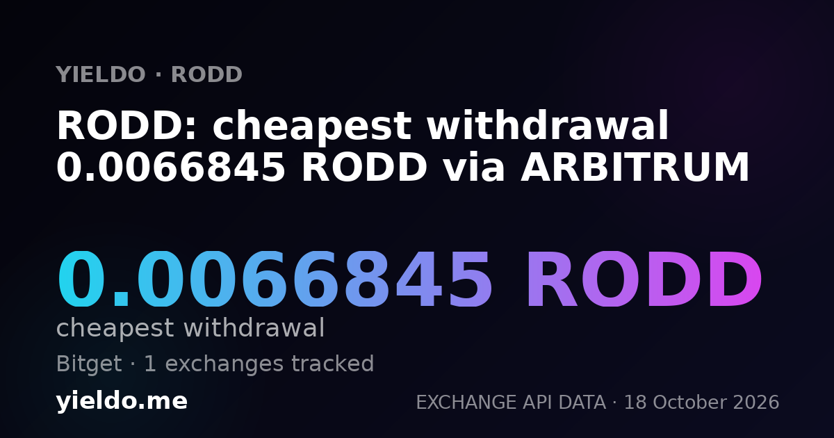 RODD: cheapest withdrawal 0.0066845 RODD via ARBITRUM