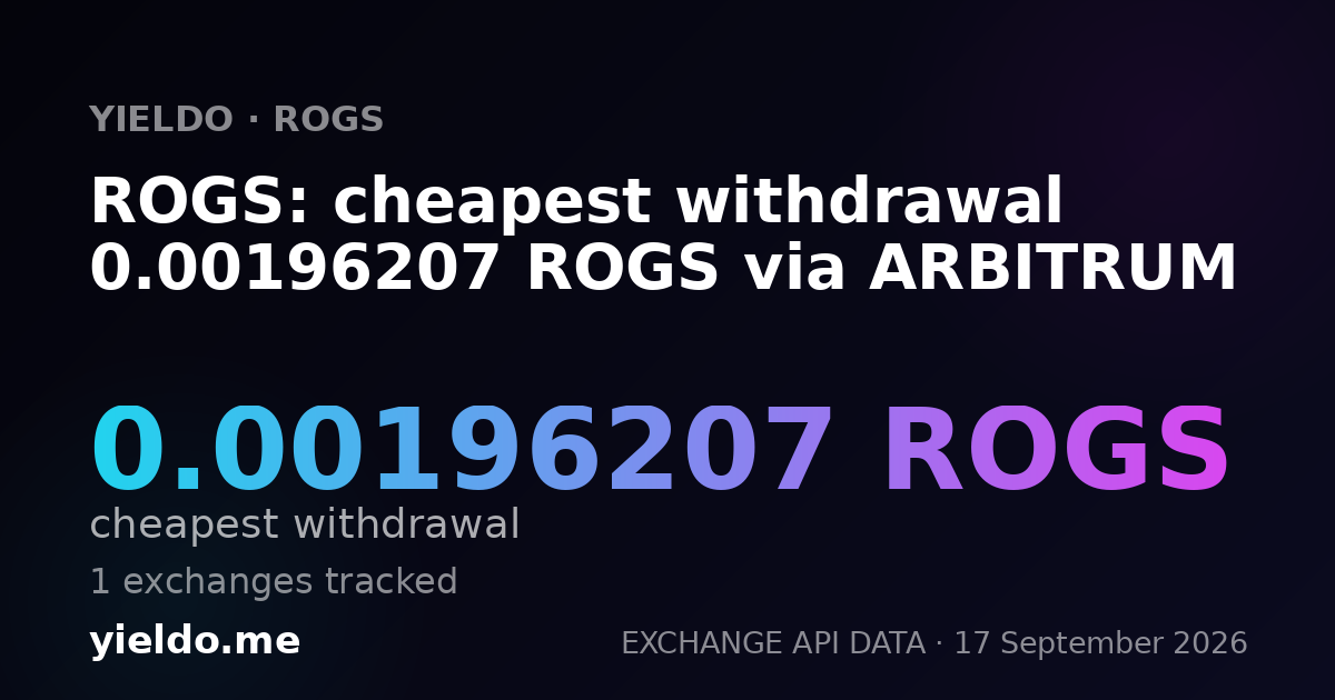 ROGS: cheapest withdrawal 0.00196207 ROGS via ARBITRUM