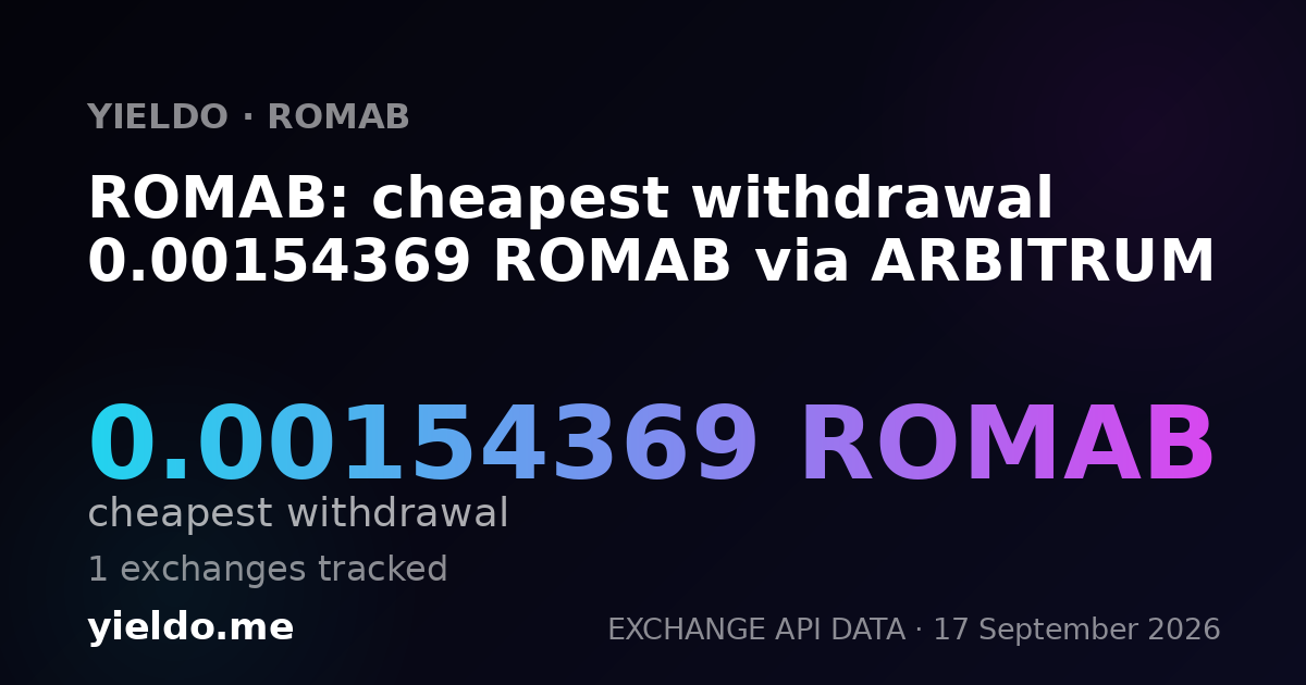 ROMAB: cheapest withdrawal 0.00154369 ROMAB via ARBITRUM