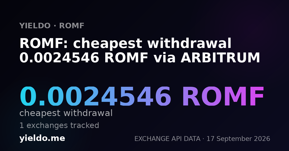 ROMF: cheapest withdrawal 0.00247648 ROMF via ARBITRUM