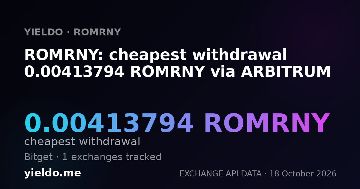ROMRNY: cheapest withdrawal 0.00413794 ROMRNY via ARBITRUM