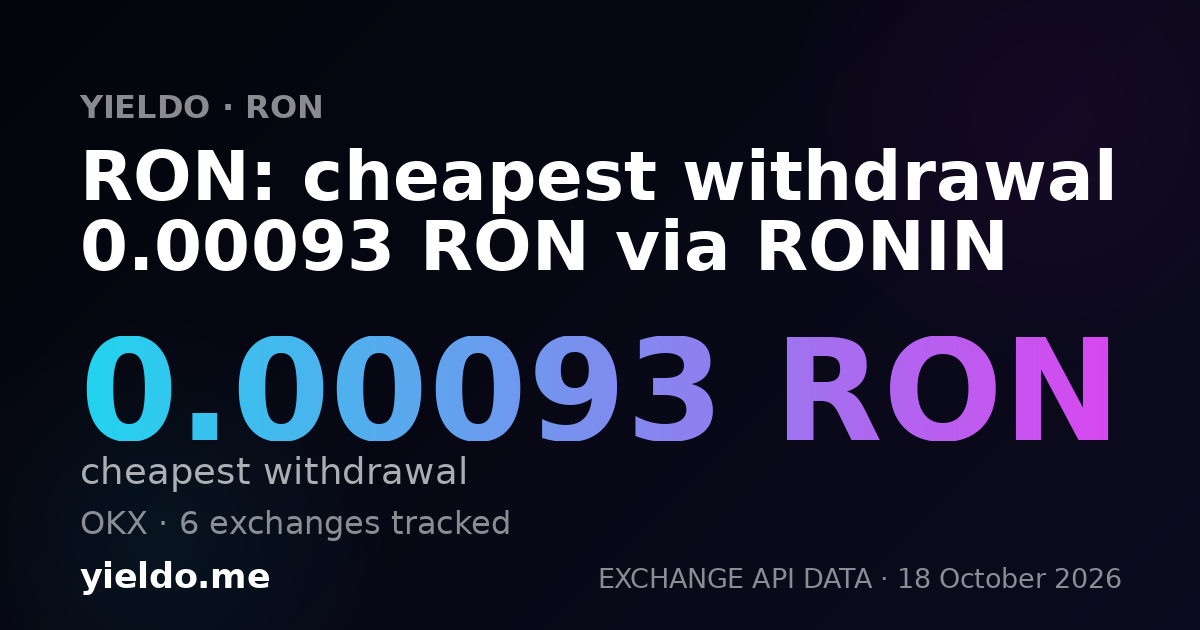 RON: cheapest withdrawal 0.00093 RON via RONIN