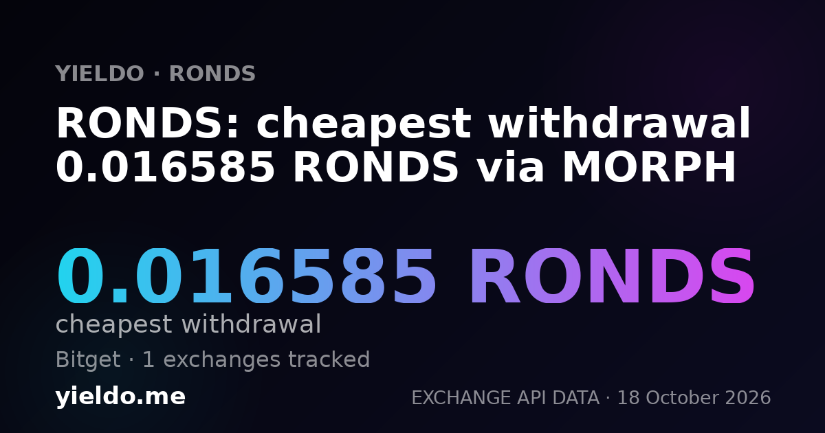 RONDS: cheapest withdrawal 0.016585 RONDS via MORPH