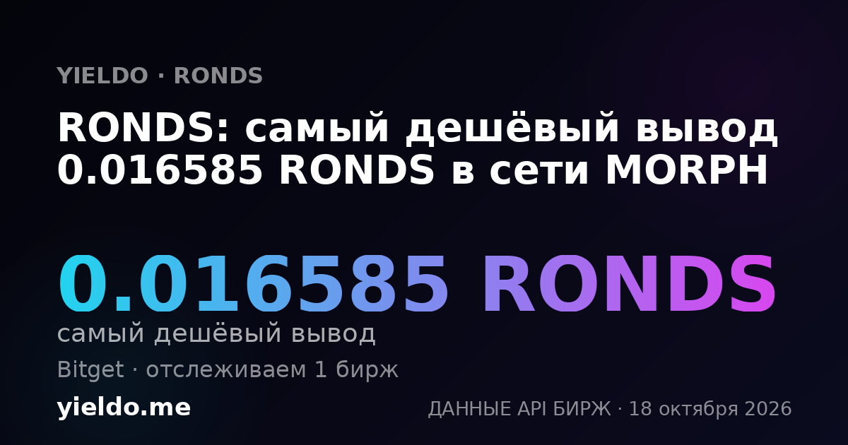 RONDS: самый дешёвый вывод 0.016585 RONDS в сети MORPH