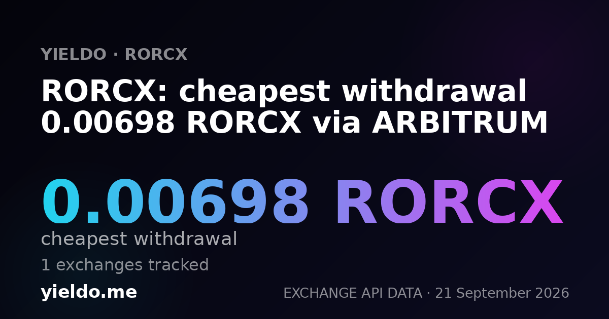 RORCX: cheapest withdrawal 0.00698 RORCX via ARBITRUM