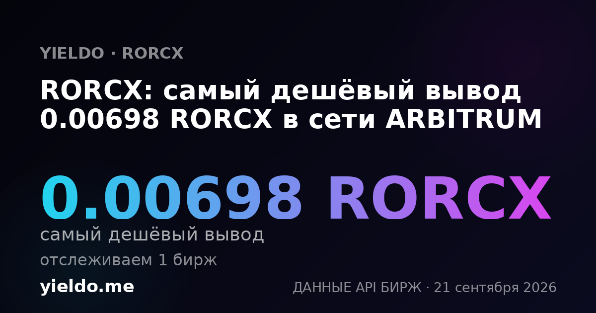 RORCX: самый дешёвый вывод 0.00698 RORCX в сети ARBITRUM