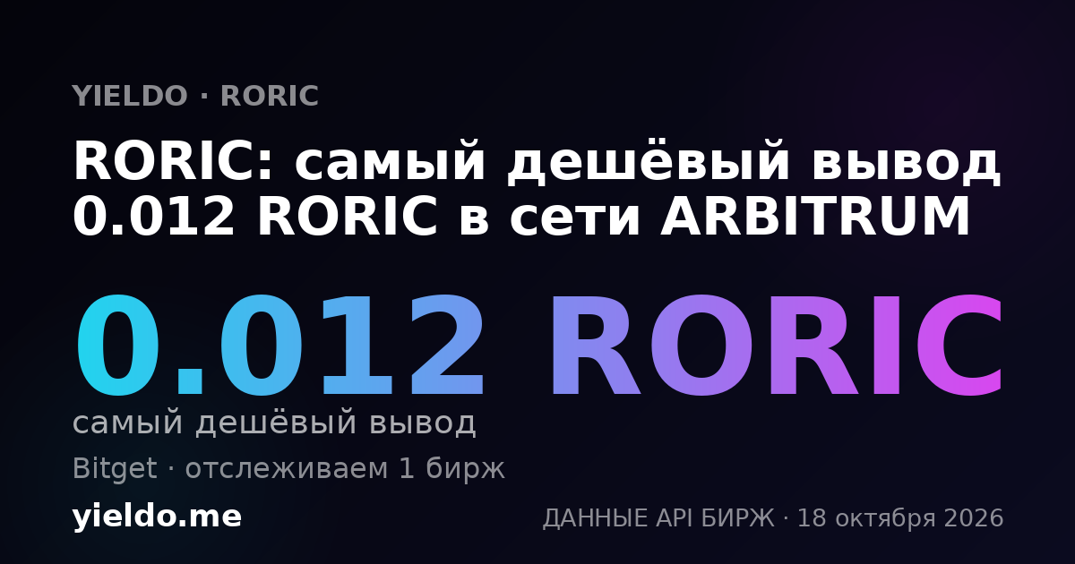 RORIC: самый дешёвый вывод 0.012 RORIC в сети ARBITRUM