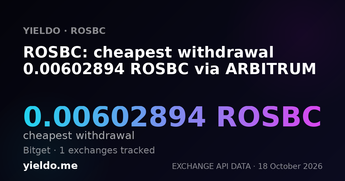 ROSBC: cheapest withdrawal 0.00602894 ROSBC via ARBITRUM