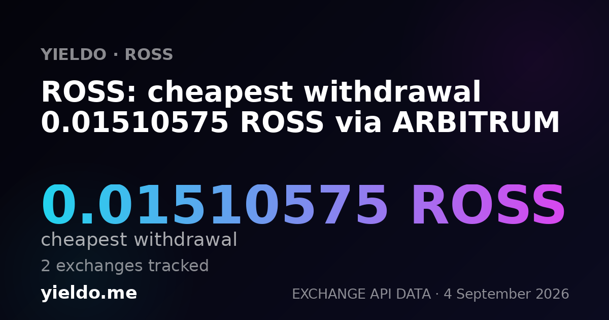 ROSS: cheapest withdrawal 0.01542941 ROSS via ARBITRUM