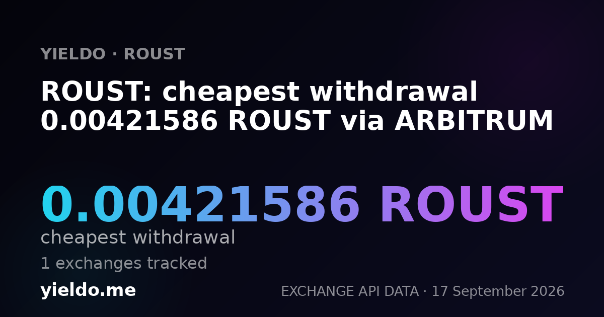 ROUST: cheapest withdrawal 0.00426864 ROUST via ARBITRUM