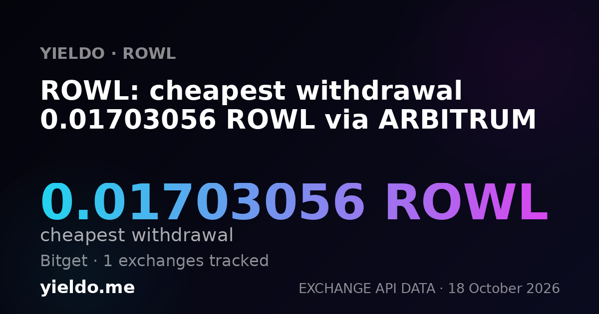 ROWL: cheapest withdrawal 0.01703056 ROWL via ARBITRUM