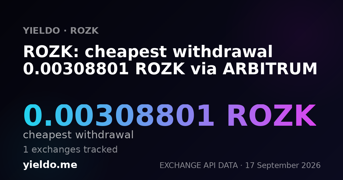 ROZK: cheapest withdrawal 0.00312566 ROZK via ARBITRUM