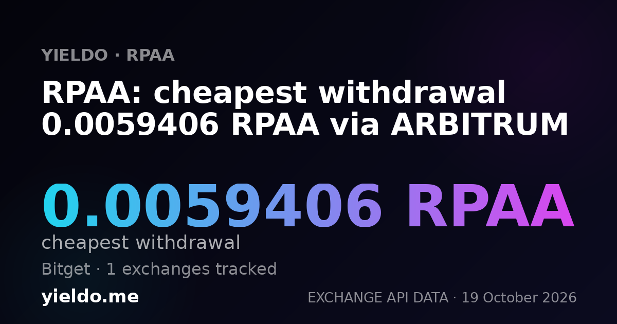 RPAA: cheapest withdrawal 0.0059406 RPAA via ARBITRUM