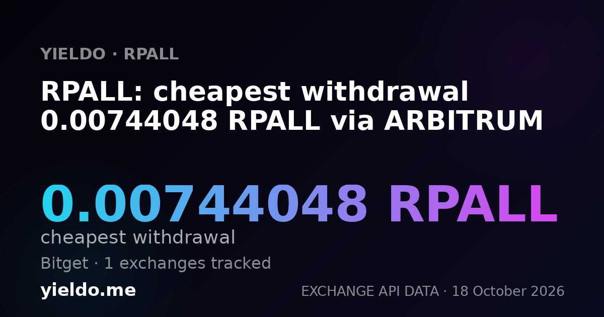 RPALL: cheapest withdrawal 0.00744048 RPALL via ARBITRUM