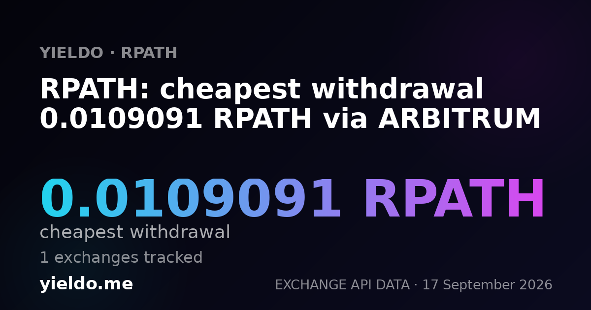 RPATH: cheapest withdrawal 0.0109091 RPATH via ARBITRUM