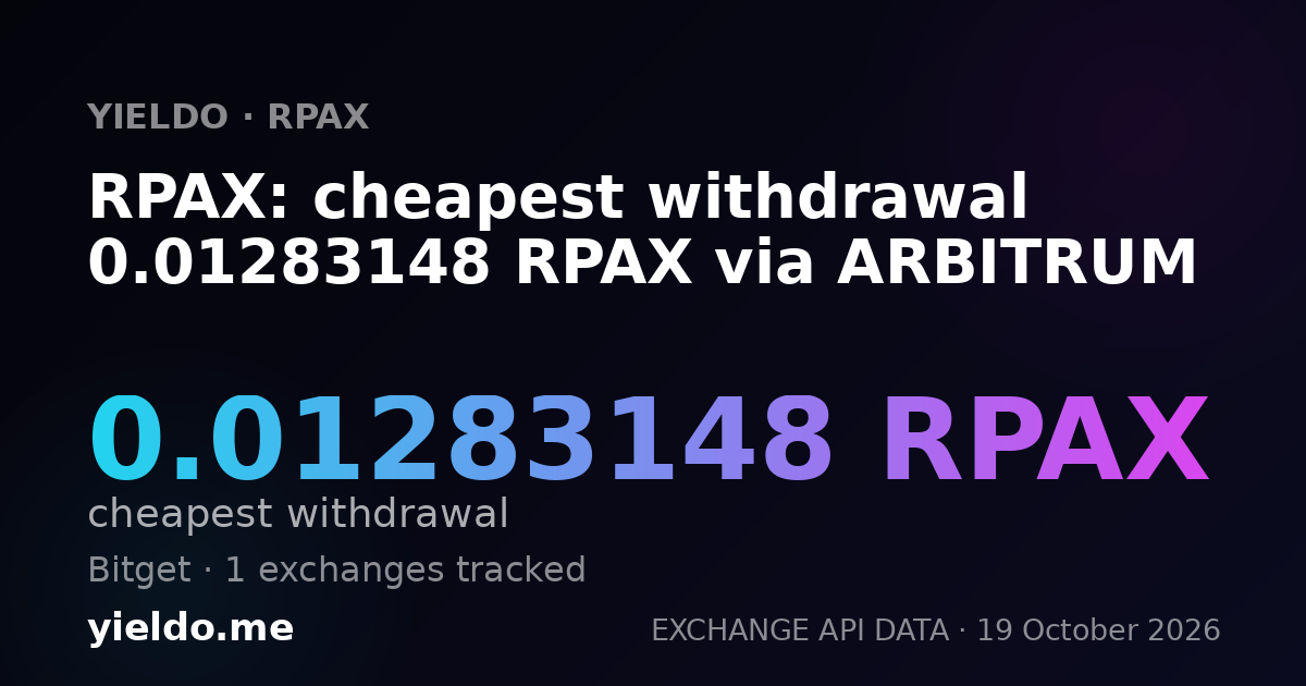 RPAX: cheapest withdrawal 0.01283148 RPAX via ARBITRUM