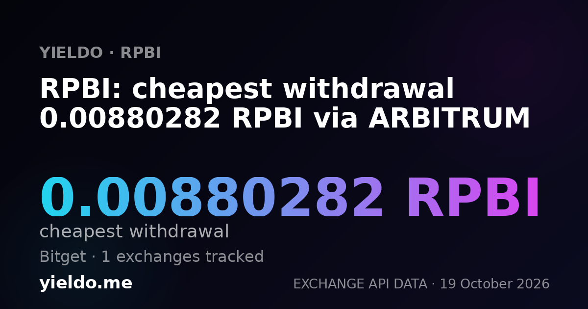 RPBI: cheapest withdrawal 0.00880282 RPBI via ARBITRUM
