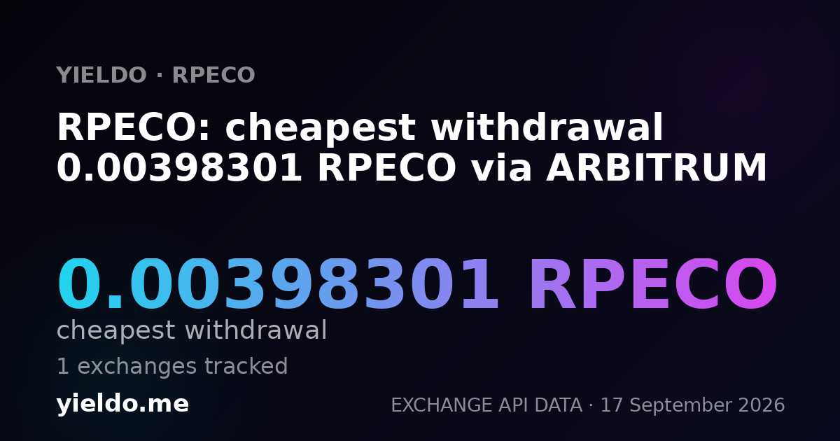 RPECO: cheapest withdrawal 0.00396826 RPECO via ARBITRUM