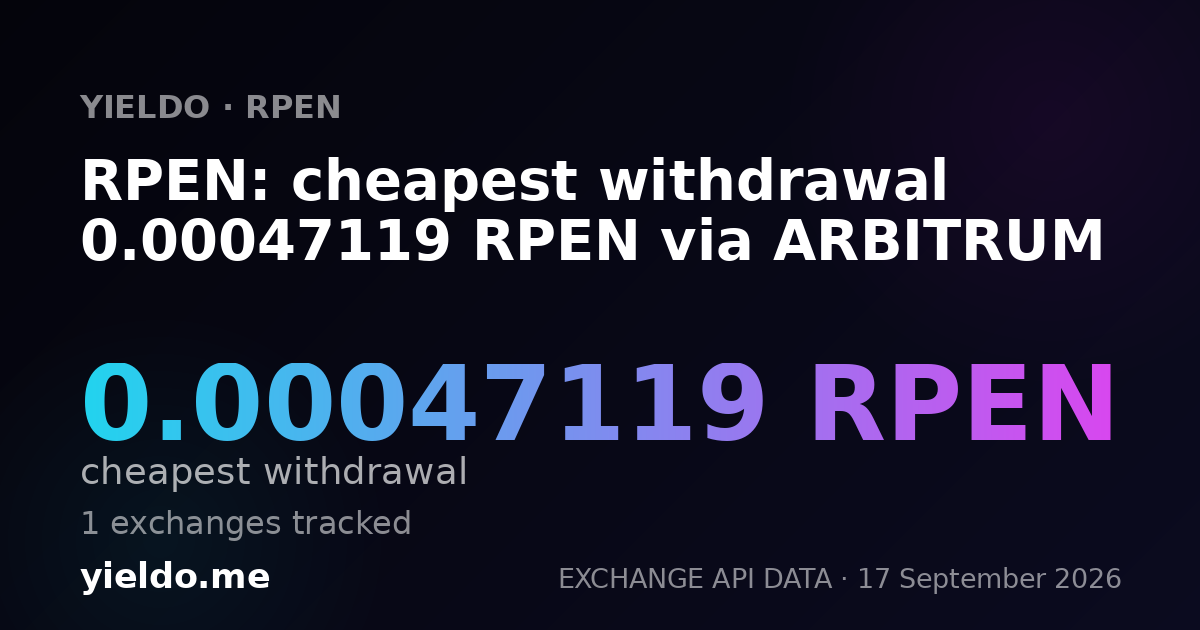 RPEN: cheapest withdrawal 0.00048439 RPEN via ARBITRUM