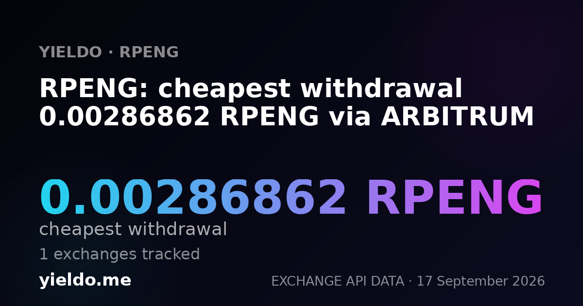 RPENG: cheapest withdrawal 0.00302481 RPENG via ARBITRUM