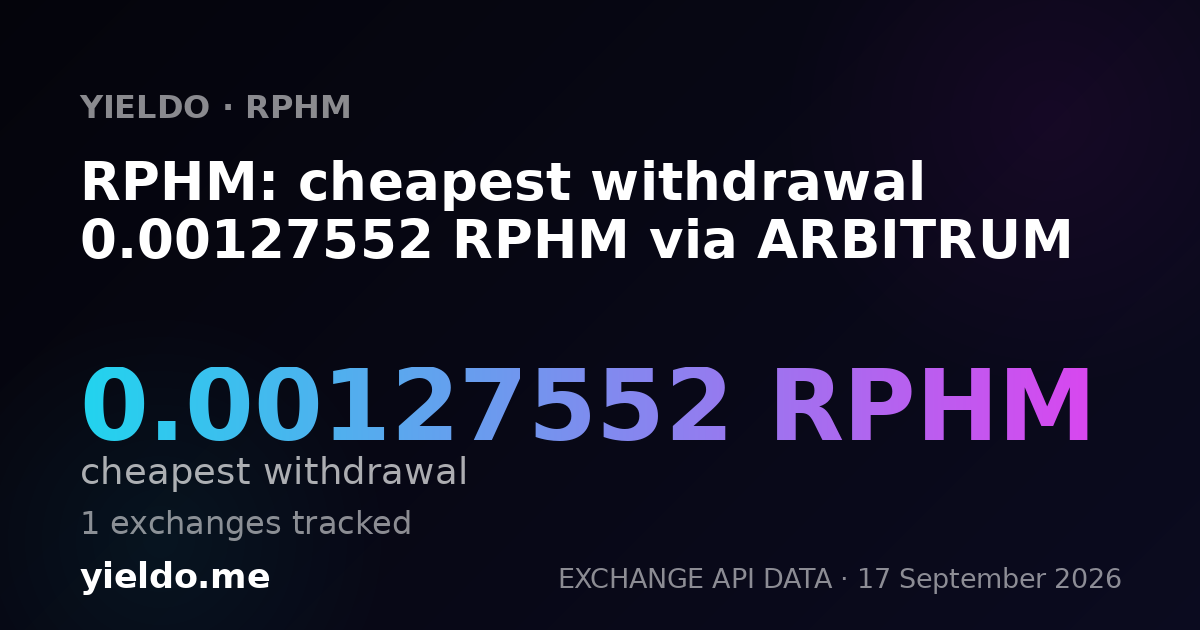 RPHM: cheapest withdrawal 0.00127552 RPHM via ARBITRUM