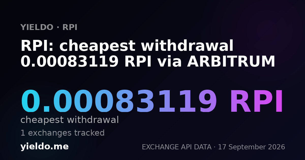 RPI: cheapest withdrawal 0.00083711 RPI via ARBITRUM
