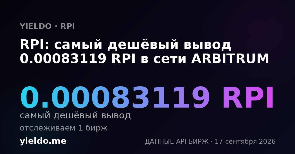 RPI: самый дешёвый вывод 0.00083119 RPI в сети ARBITRUM