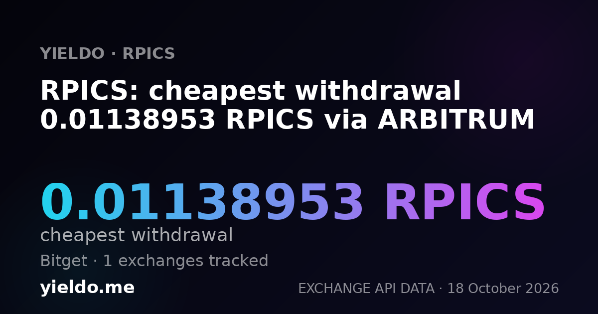 RPICS: cheapest withdrawal 0.01138953 RPICS via ARBITRUM