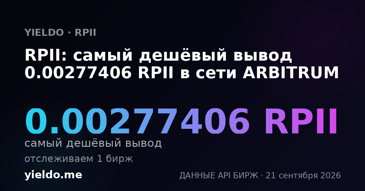 RPII: самый дешёвый вывод 0.00277406 RPII в сети ARBITRUM