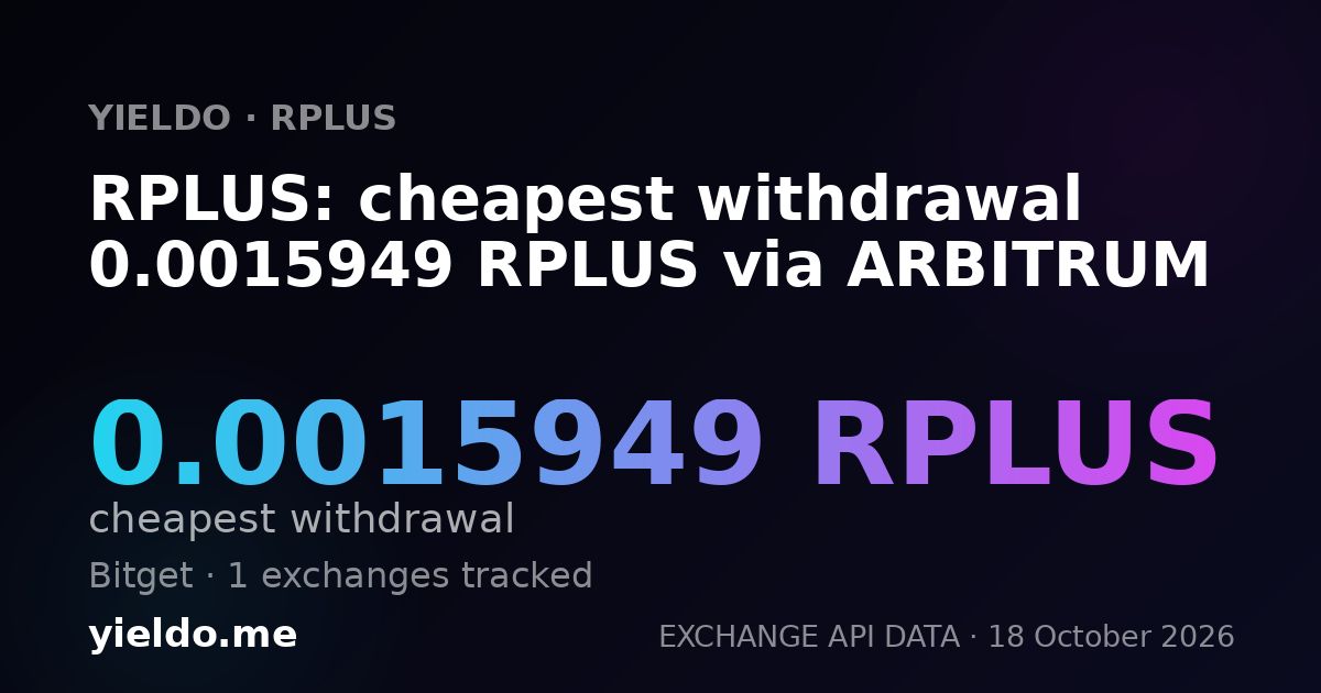 RPLUS: cheapest withdrawal 0.0015949 RPLUS via ARBITRUM