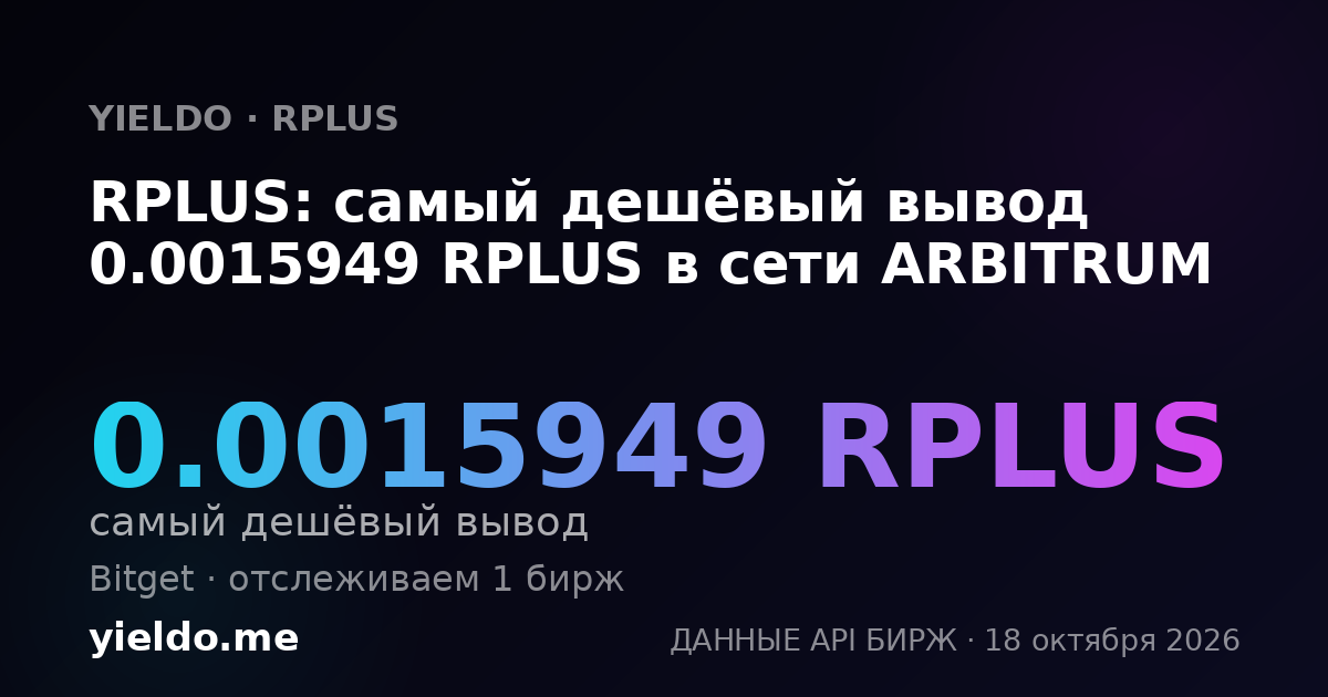 RPLUS: самый дешёвый вывод 0.0015949 RPLUS в сети ARBITRUM