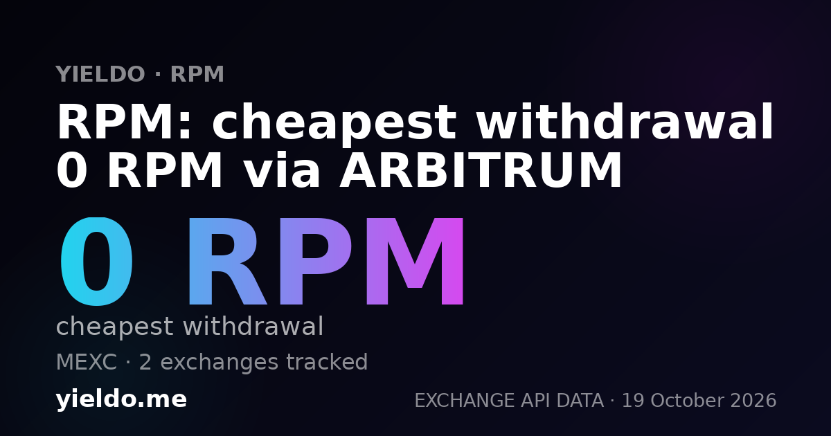 RPM: cheapest withdrawal 0 RPM via ARBITRUM