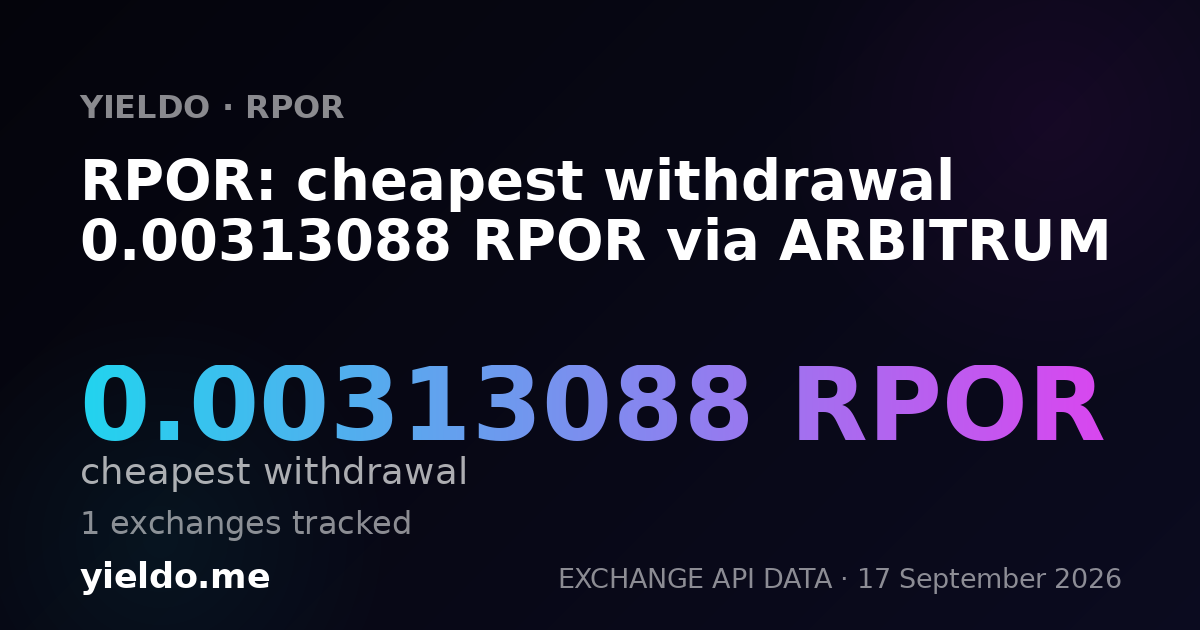 RPOR: cheapest withdrawal 0.00313088 RPOR via ARBITRUM
