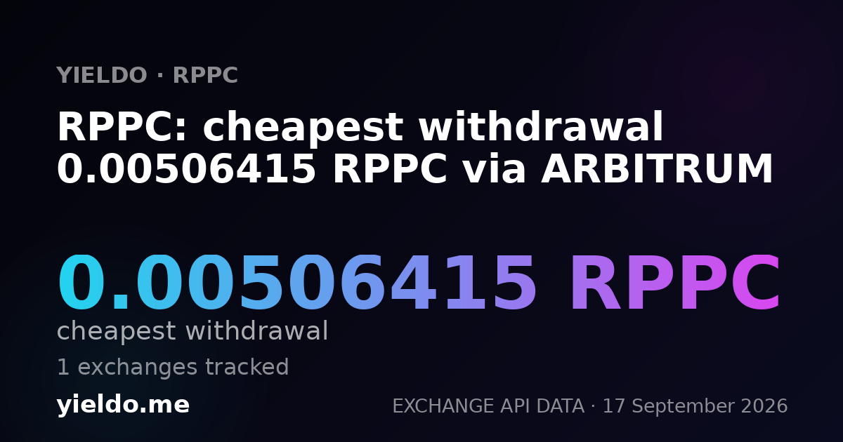 RPPC: cheapest withdrawal 0.00505732 RPPC via ARBITRUM