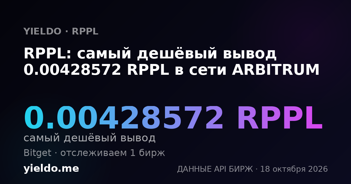 RPPL: самый дешёвый вывод 0.00428572 RPPL в сети ARBITRUM